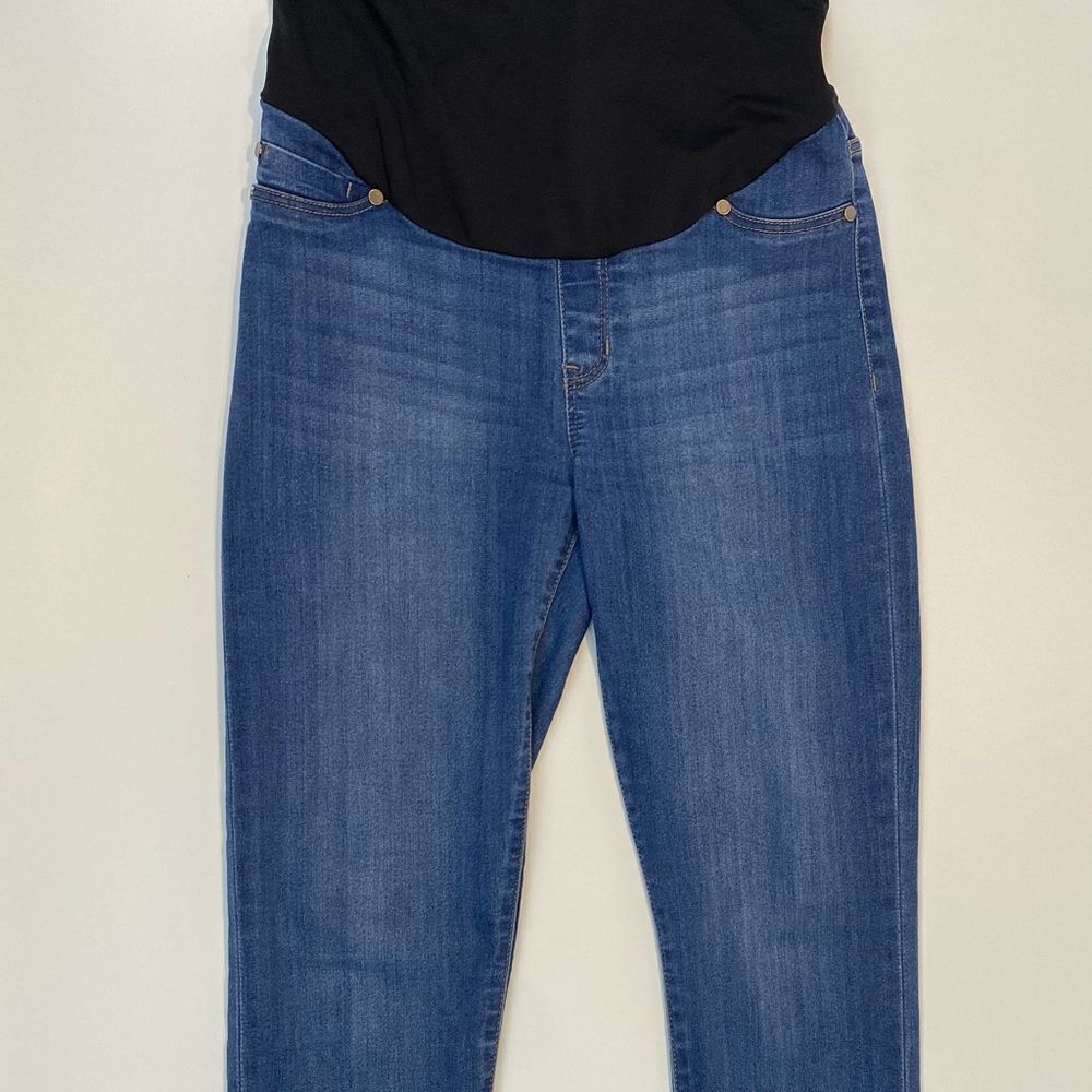 Liverpool Women's Maternity Denim Capris Size 4; jeans rollhem fullpanel cropped